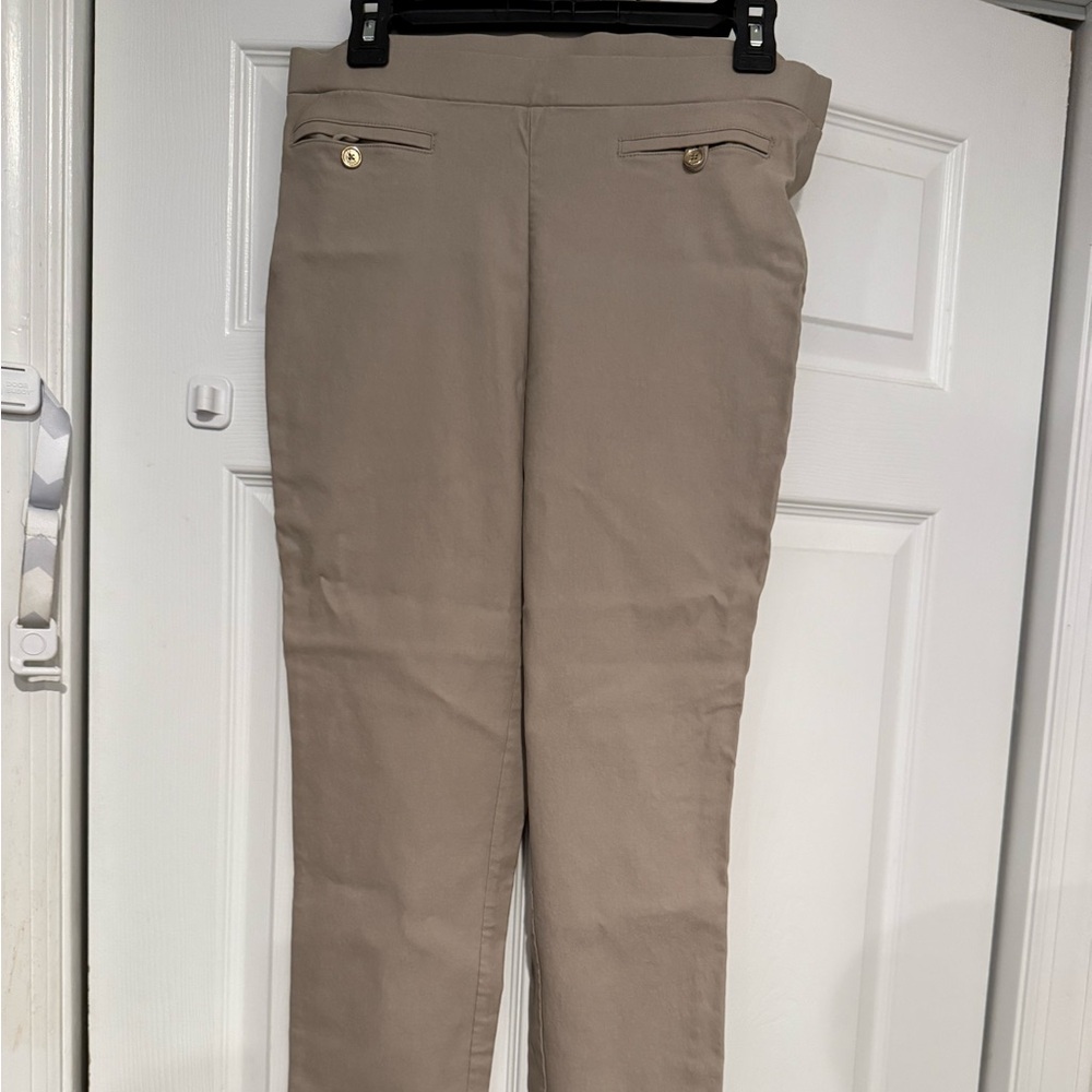 Anne Klein Beige Straight-Leg Pants